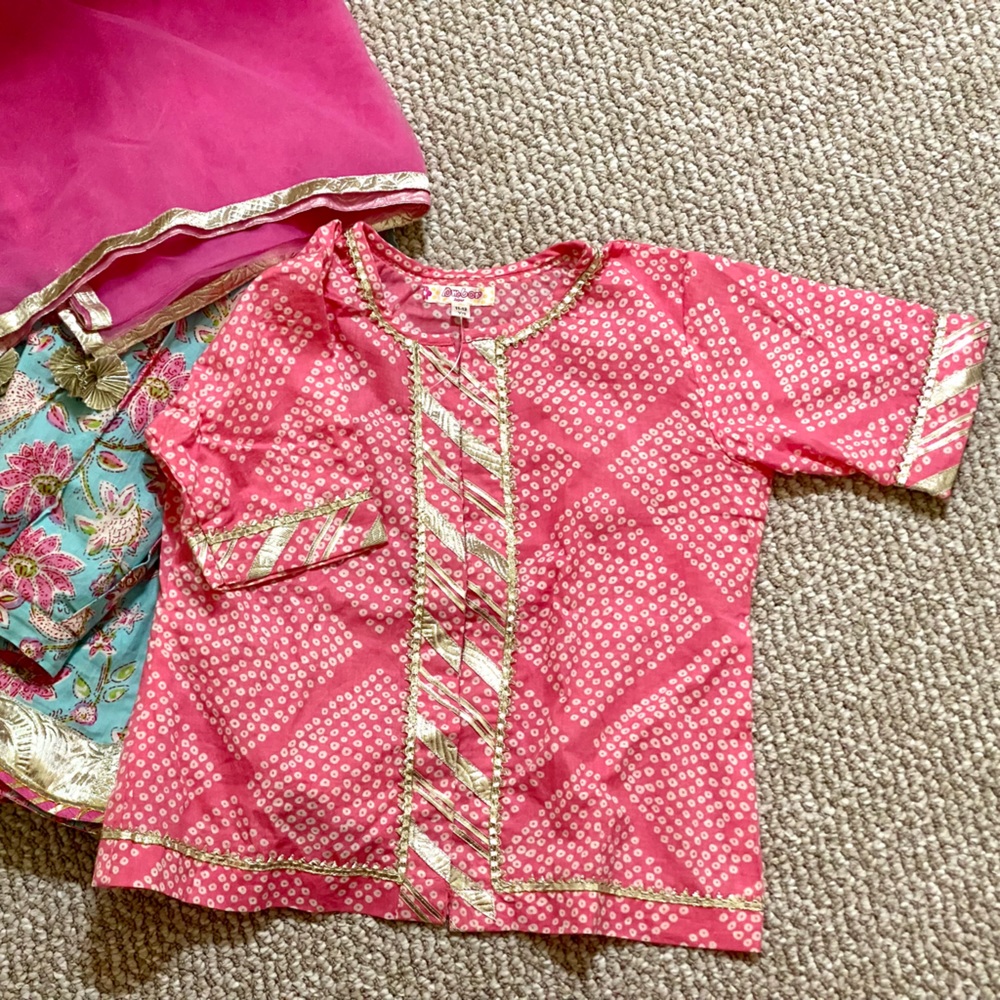 Indian kids bandhani lehenga